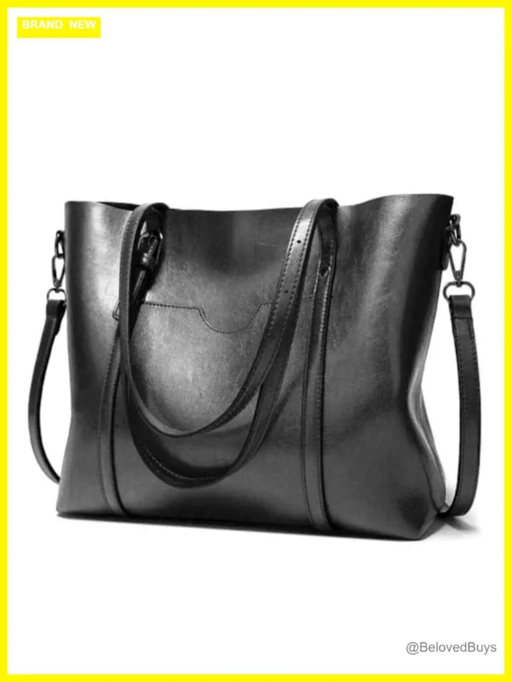 Faux Leather Tote Bag Women Large Zipper Shoulder Purse Work Satchel